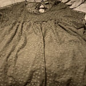 Sheer Black Top with Star Pattern